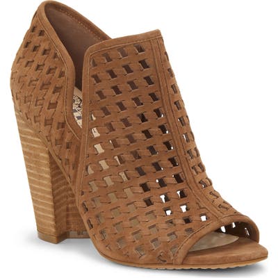 Vince Camuto Korlettan Perforated Peep Toe Bootie, Brown