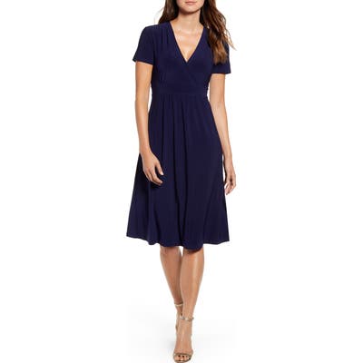 Anne Klein Matte Jersey Fit & Flare Dress, Blue