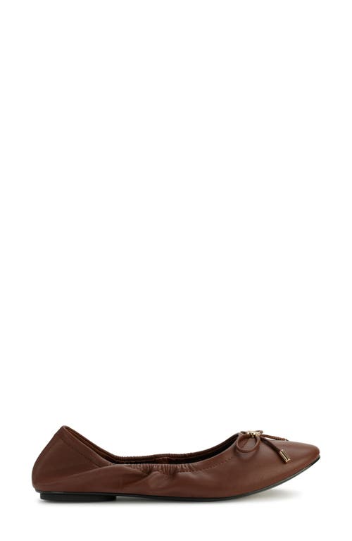 Karl Lagerfeld Velma Womens Bow Man Made Flat Shoes In Cognac