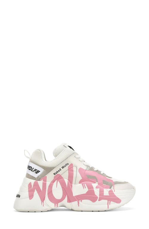 NAKED WOLFE Track Logo Chunky Platform Sneaker in Baby Pink