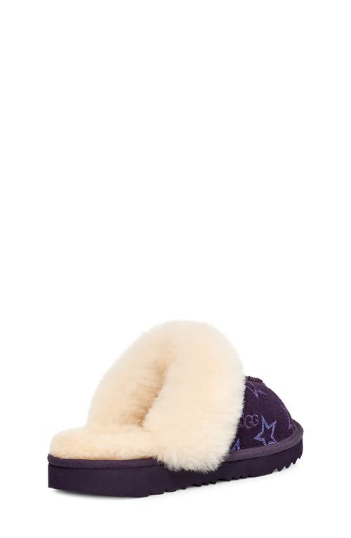 Shop Ugg(r) Kids' Cozy Ii Iridescent Stars Genuine Shearling Slipper In Nightshade/purple Iridescent