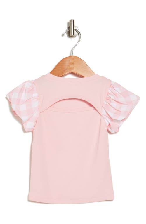 Shop Flapdoodles Kids' Gingham Bubble Sleeve Top In Pink