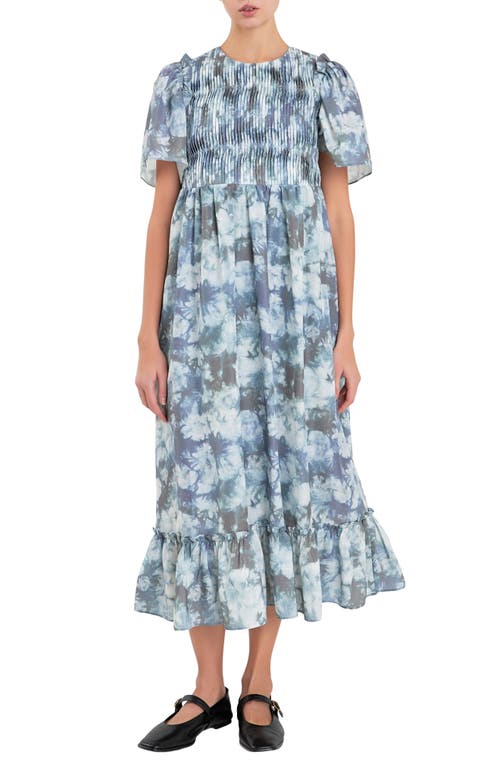 Tie Dye Pintuck Pleated Midi Dress in Green