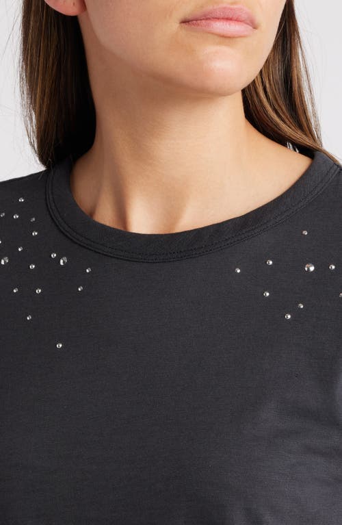 Shop Rag & Bone Studded Cotton Crewneck T-shirt In Black