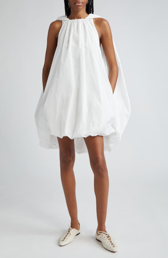 Stella Mccartney Cape Sleeve Bubble Hem Satin Dress In 9001 - White