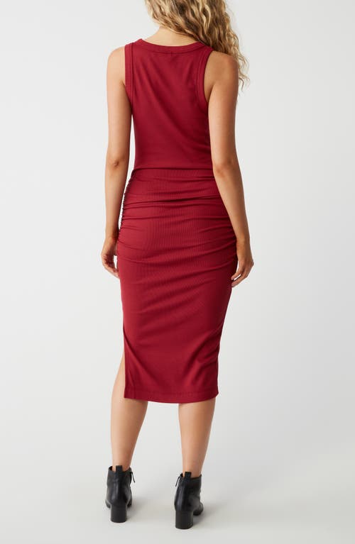 Michael Stars Wren Side Slit Sleeveless Body-con Midi Dress In Carmine
