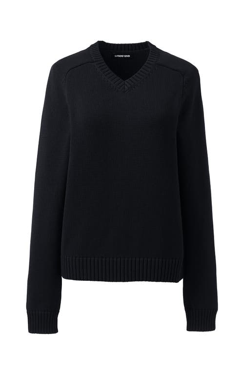 Lands' End School Uniform Young  Cotton Modal V-neck Sweater In Black