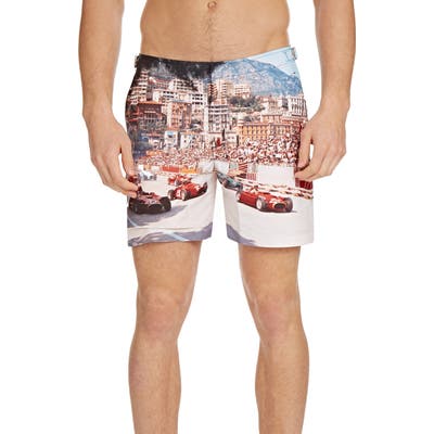 Orlebar Brown Bulldog Photographic Swim Trunks, Blue