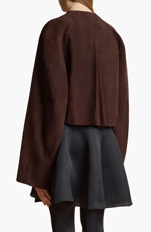 Shop Khaite The Garothy Suede Jacket In Dark Brown