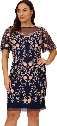 Embellished Flutter Sleeve Sheath Dress