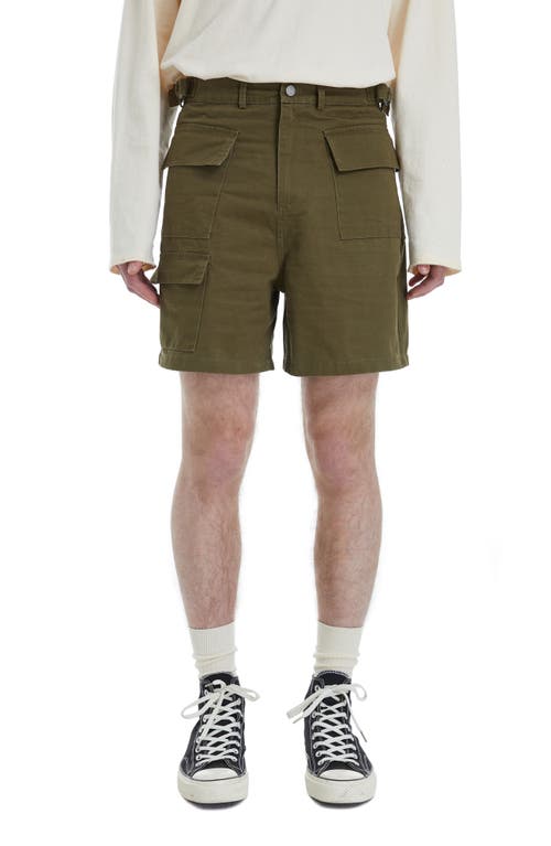 Cotton Twill Cargo Shorts in Vintage Olive