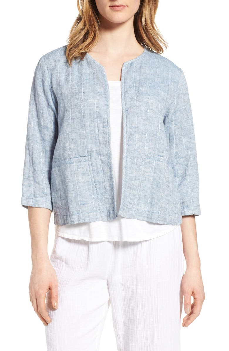 Eileen Fisher Organic Cotton & Linen Crop Jacket (Regular & Petite ...