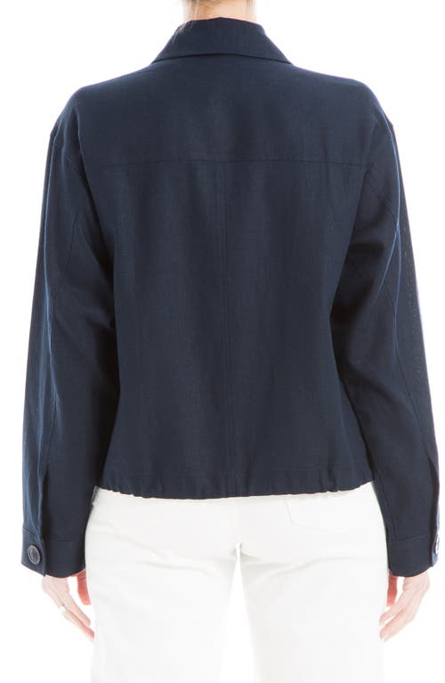 Max Studio Linen-blend Jacket In Navy