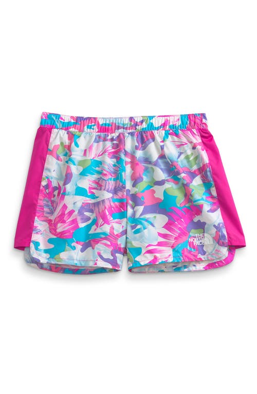The North Face Kids' Never Stop Running Print Shorts in Linaria Pink Tropical Print at Nordstrom, Size Xl