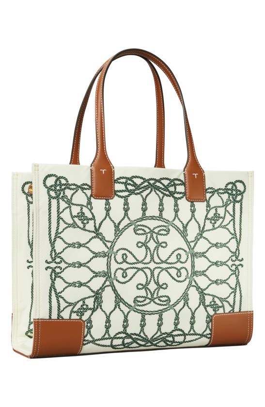 Tory Burch Ella Printed Small Tote In Ivory Abstract Rope