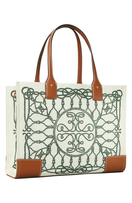 Shop Tory Burch Small Ella Tote In Ivory Abstract Rope