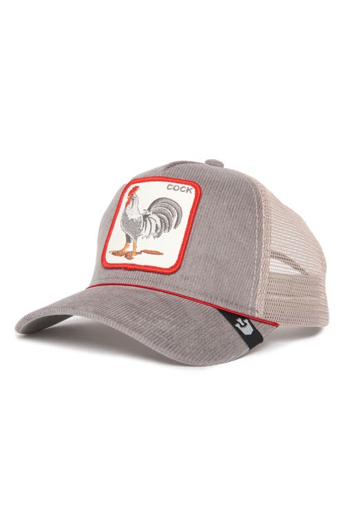 Goorin Bros. The Arena Cock Patch Corduroy Trucker Hat in Grey/Off White at Nordstrom