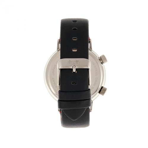 Simplify The 3300 Leather-band Watch In Black/silver