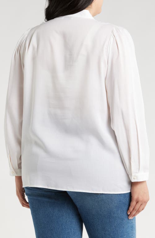 Shop Harshman Aveline Tie Neck Button-up Shirt In Ivory