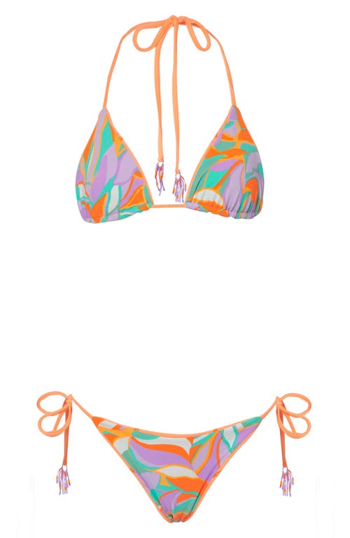 Shop Maaji Vibrant Apricot Balmlike Reversible Halter Bikini Top In Orange