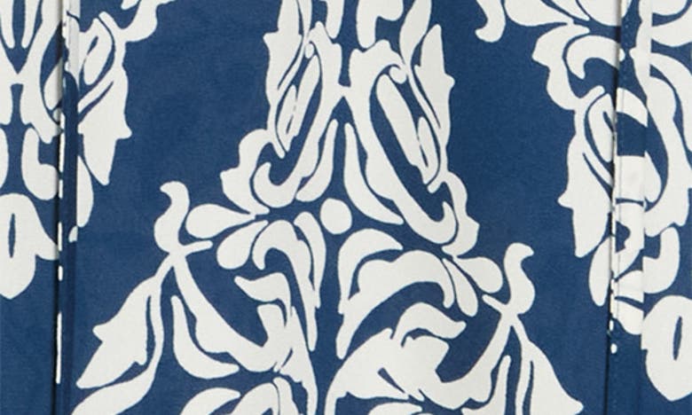 Shop Pleione Split Tie Neck Flutter Sleeve Top In Teal Moroccan Tile