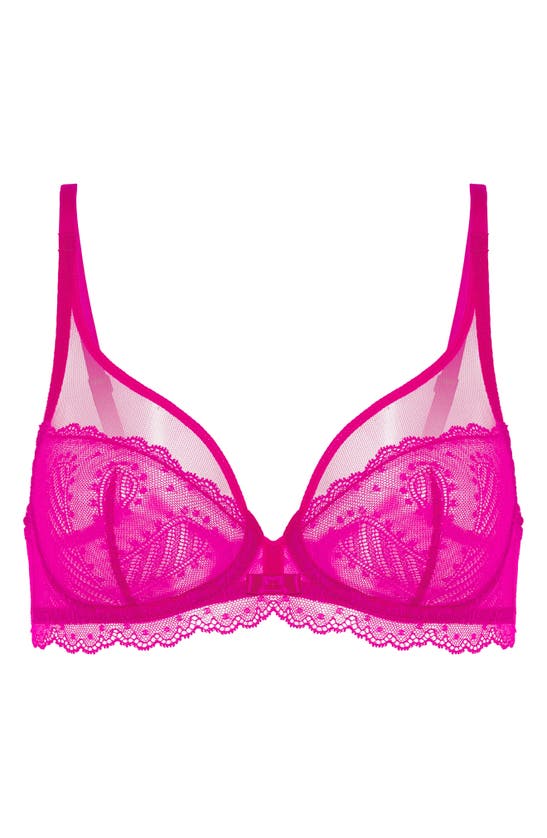 Shop Simone Perele Canopee Underwire Plunge Bra In Hibiscus Pink