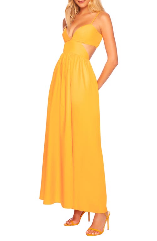 Shop Susana Monaco Cutout Cotton Poplin Maxi Sundress In Zinnia