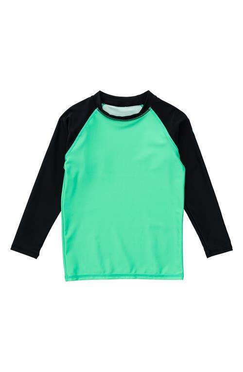 Snapper Rock Kids' Colorblock Long Sleeve Rashguard Top In Green