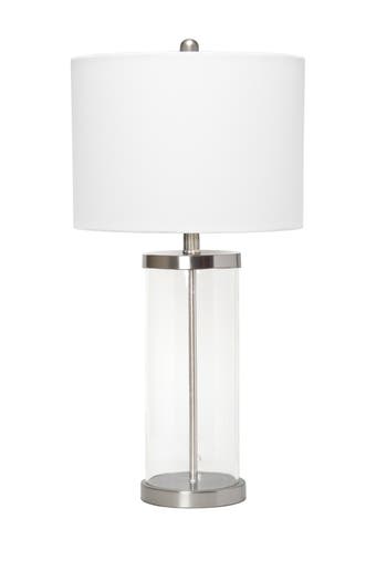 Shop Lalia Home Entrapped Glass Table Lamp With White Fabric Shade In Brushed Nickel/white