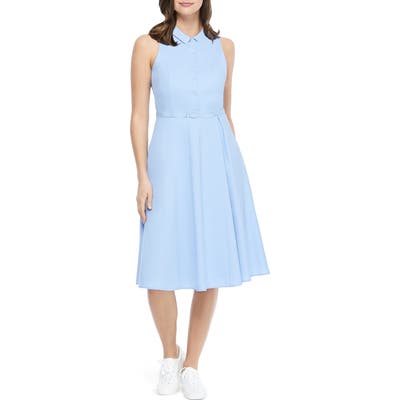 Petite Gal Meets Glam Collection Sleeveless Cotton Poplin Shirtdress, Blue
