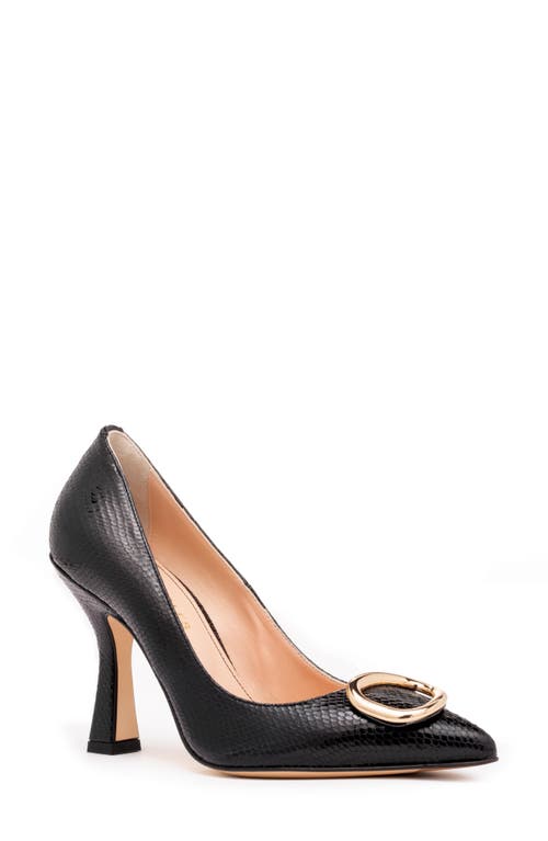 BEAUTIISOLES Lory Pointed Toe Pump in Black Metallic Viper Leather