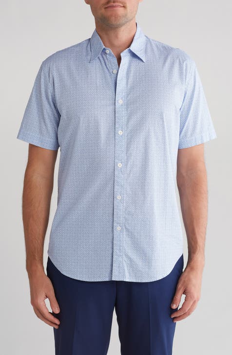 Jonas Print Cotton Short Sleeve Button-Up Shirt