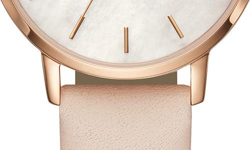 Shop Kate Spade New York Metro Leather Strap Watch, 34mm In Beige/mop/rose Gold