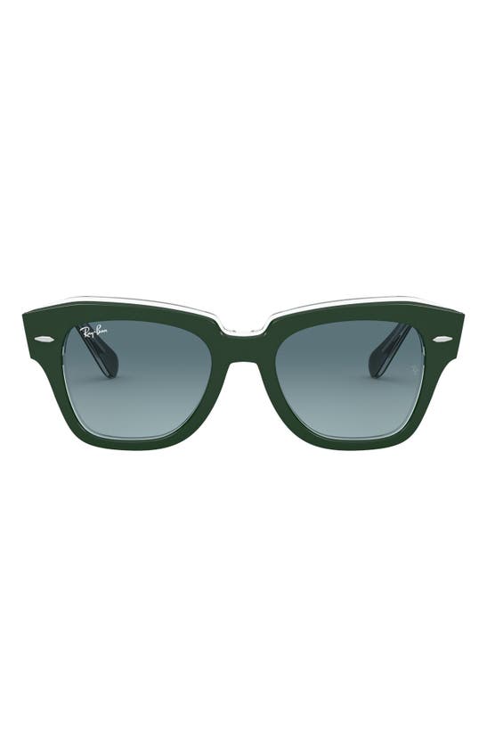 Ray Ban State Street 49mm Gradient Square Sunglasses In Green/ Blue Gradient Grey