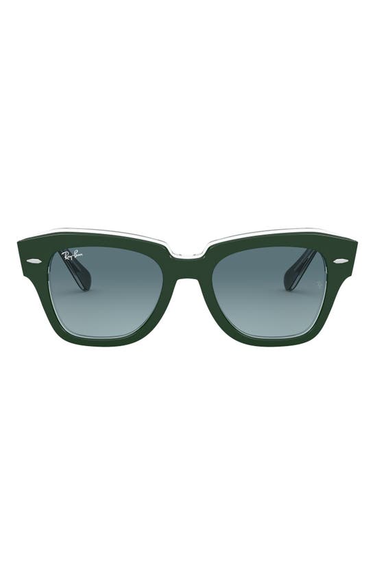 Ray Ban State Street 49mm Gradient Square Sunglasses In Green/ Blue Gradient Grey