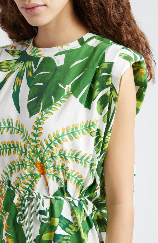 Shop Farm Rio Tropical Forest Cotton Shift Dress In Tropical Forest Off-white