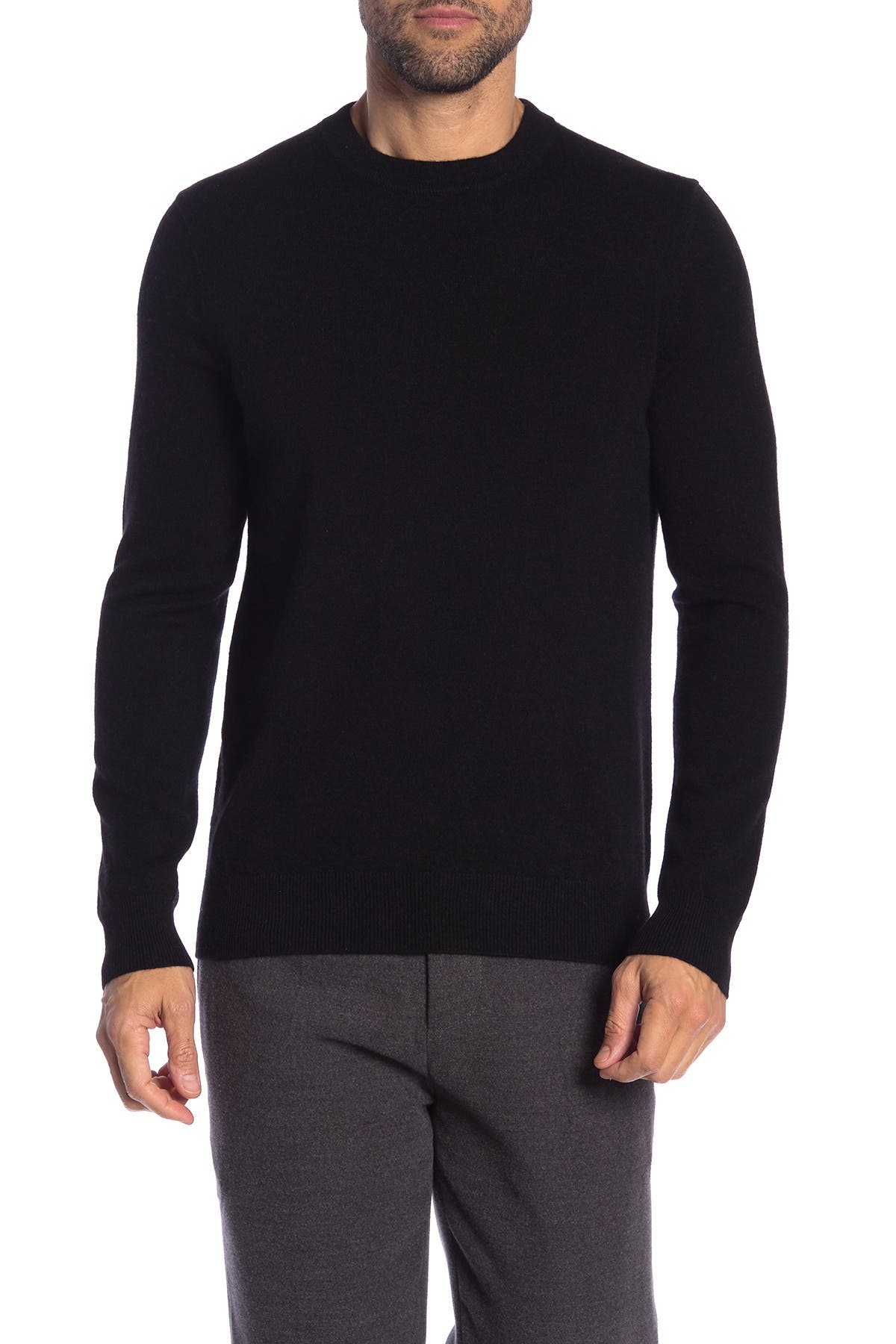 black cashmere crew neck sweater