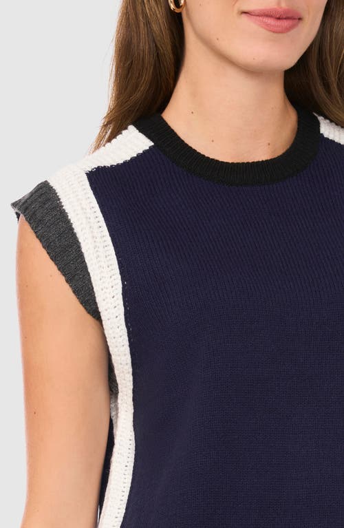 Shop Halogenr Halogen(r) Colorblock Crewneck Sweater Vest In Denim Heather Blue