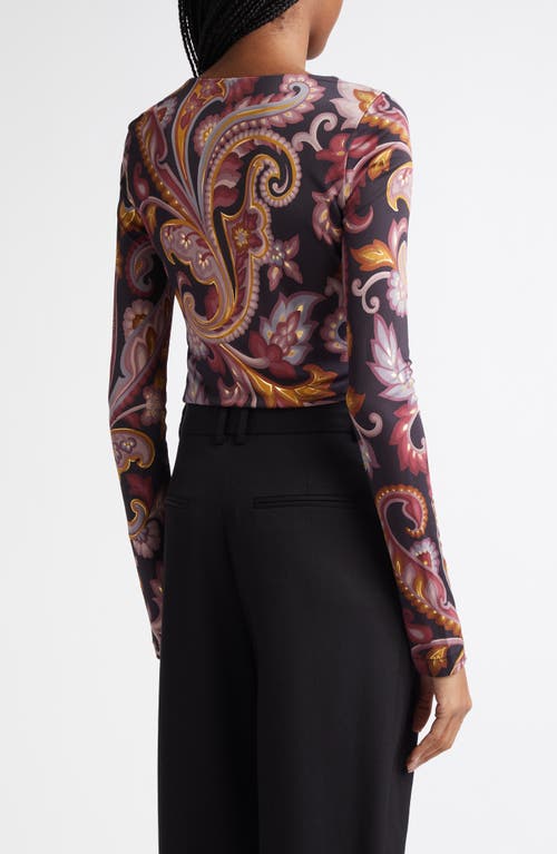 Etro Paisley Scoop Neck Knit Top In Printed Black Base