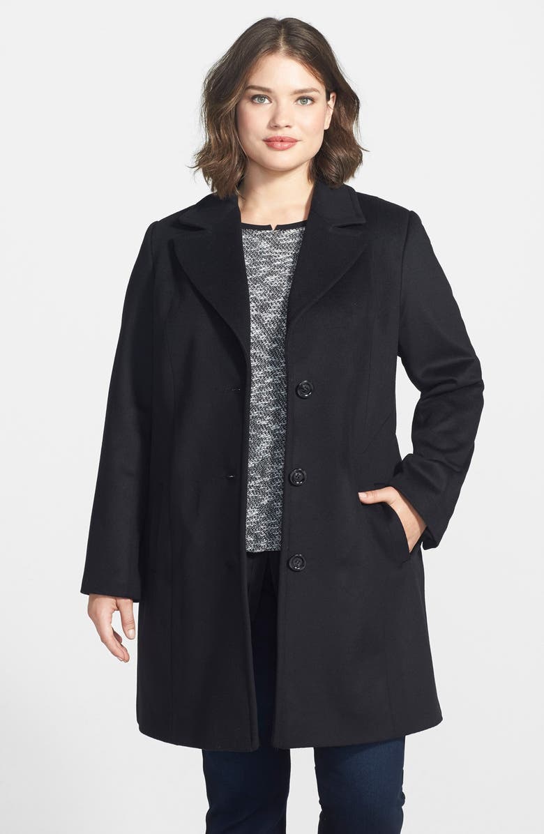 Kristen Blake Single Breasted Wool Blend Walking Coat (Plus Size ...