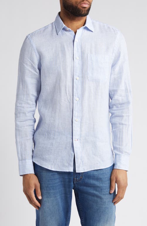 Shop Faherty Laguna Linen Button-up Shirt In Summer Stripe