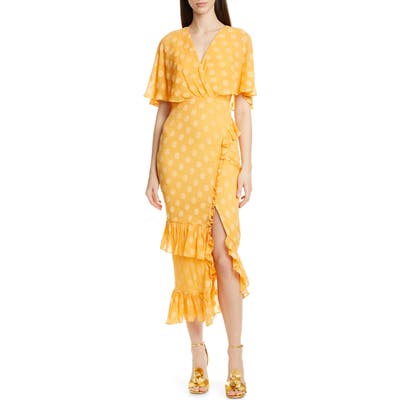 Saloni Ruffle Hem Silk Blend Dress