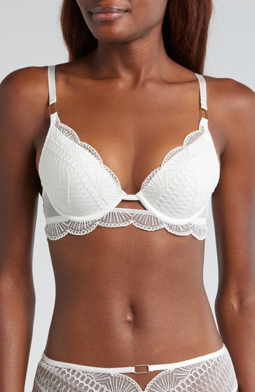 Shop Etam Rosace No. 4 Underwire Plunge Push-up Bra In Ecru