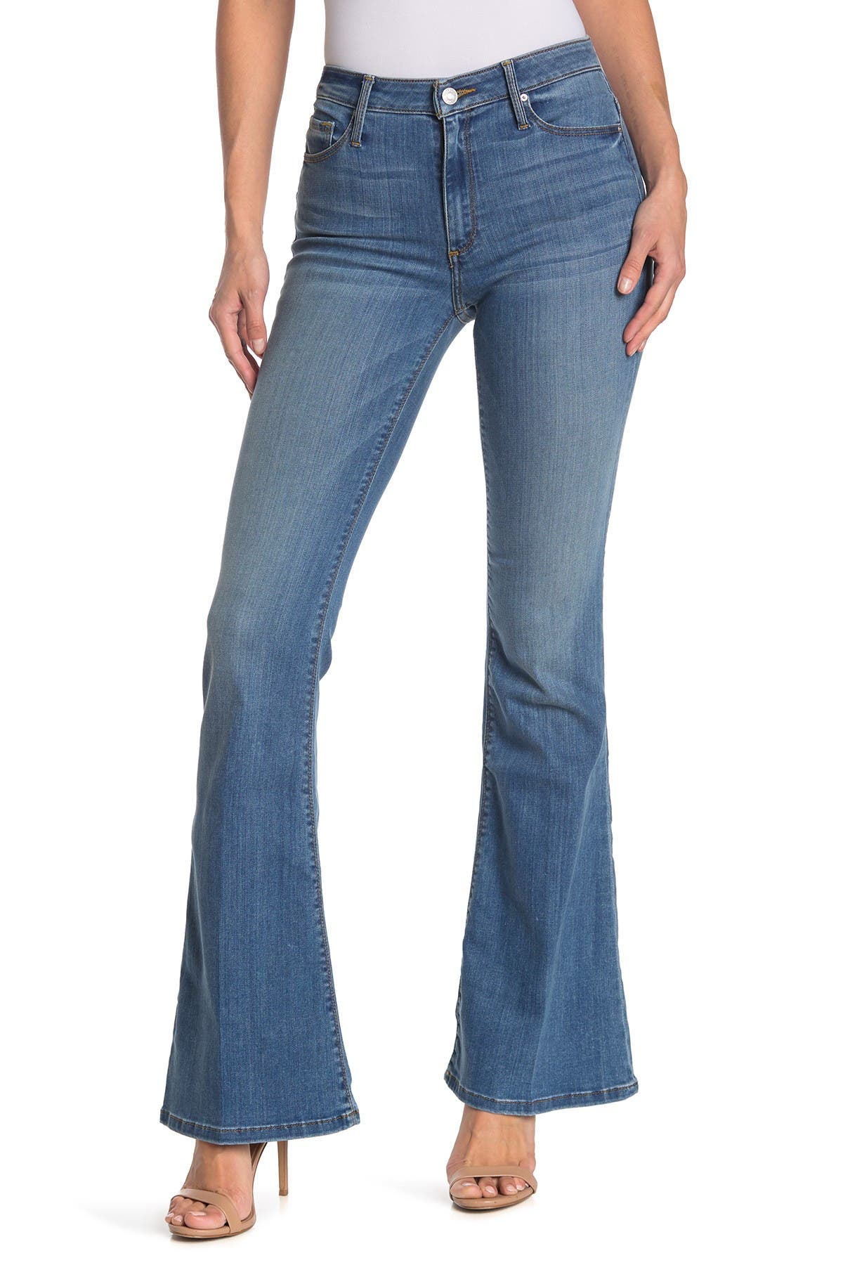 mid rise black flare jeans