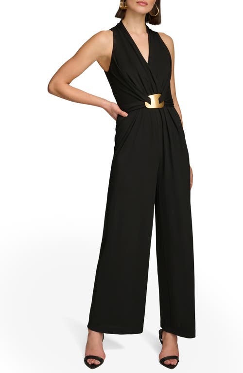 Donna Karan New York Belt Detail Sleeveless Jumpsuit Black at Nordstrom,