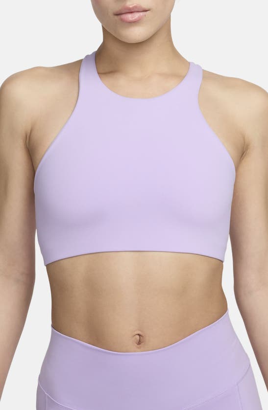 Shop Nike Dri-fit Alate Curve Cutout Sports Bra In Lilac Bloom/white