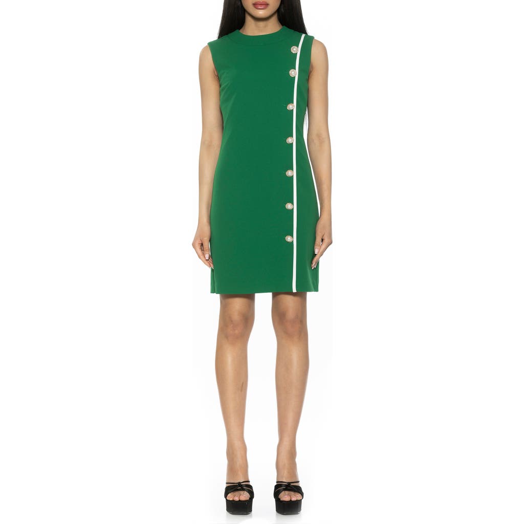 Shop Alexia Admor Stripe Detail Sleeveless Shift Dress In Green
