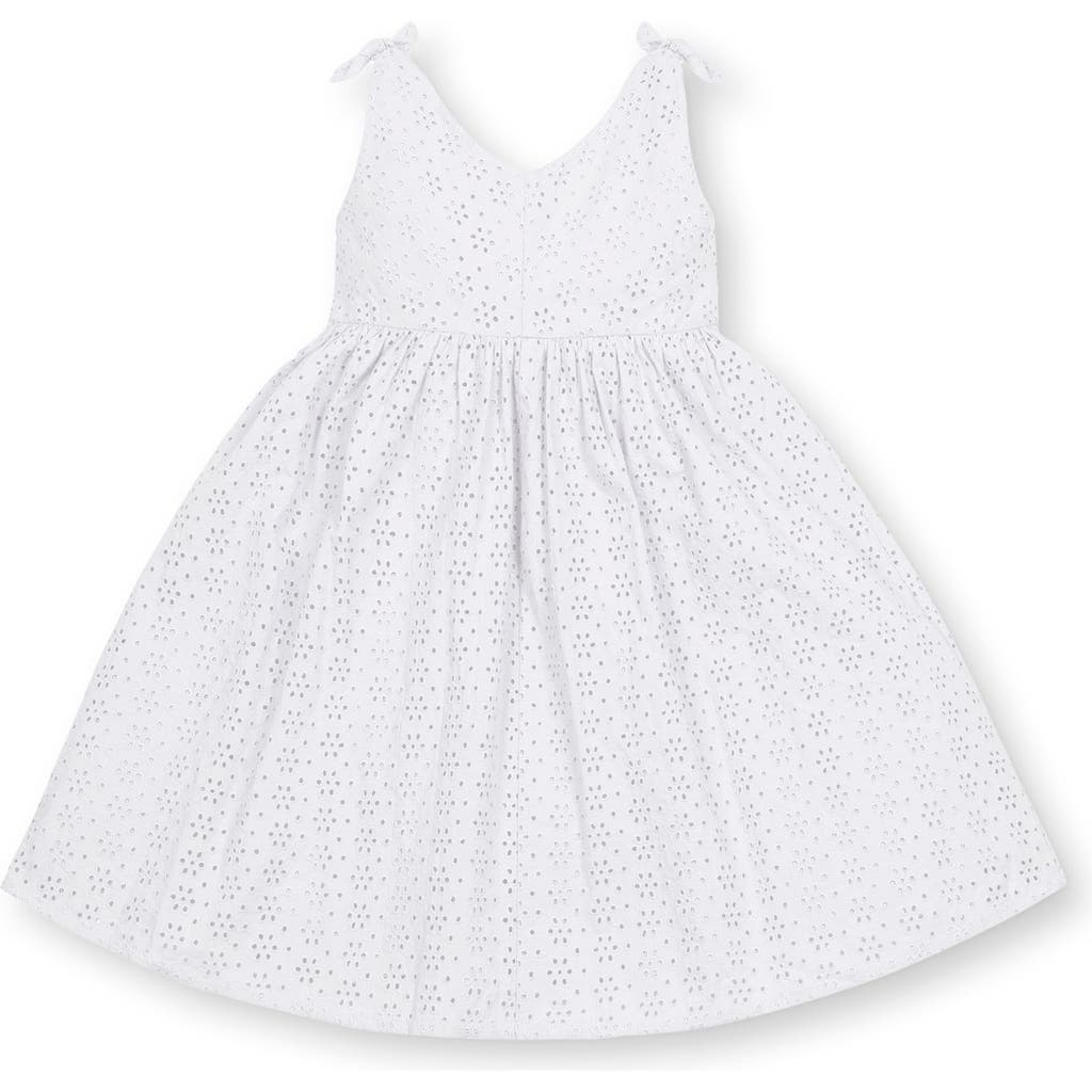 Hope & Henry Kids'  Girls' Sleeveless Bow Shoulder Swing Dress, Toddler In White