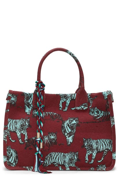 Vince Camuto Orla Canvas Tote In Ribbon Red Tiger