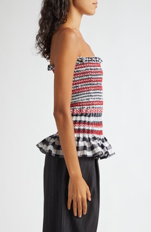 Molly Goddard Lynne Smocked Strapless Top In Black